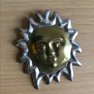 Sun Vintage Silver Stamped Pin Pendant